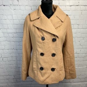Wool Blend Double Breasted Pea Coat